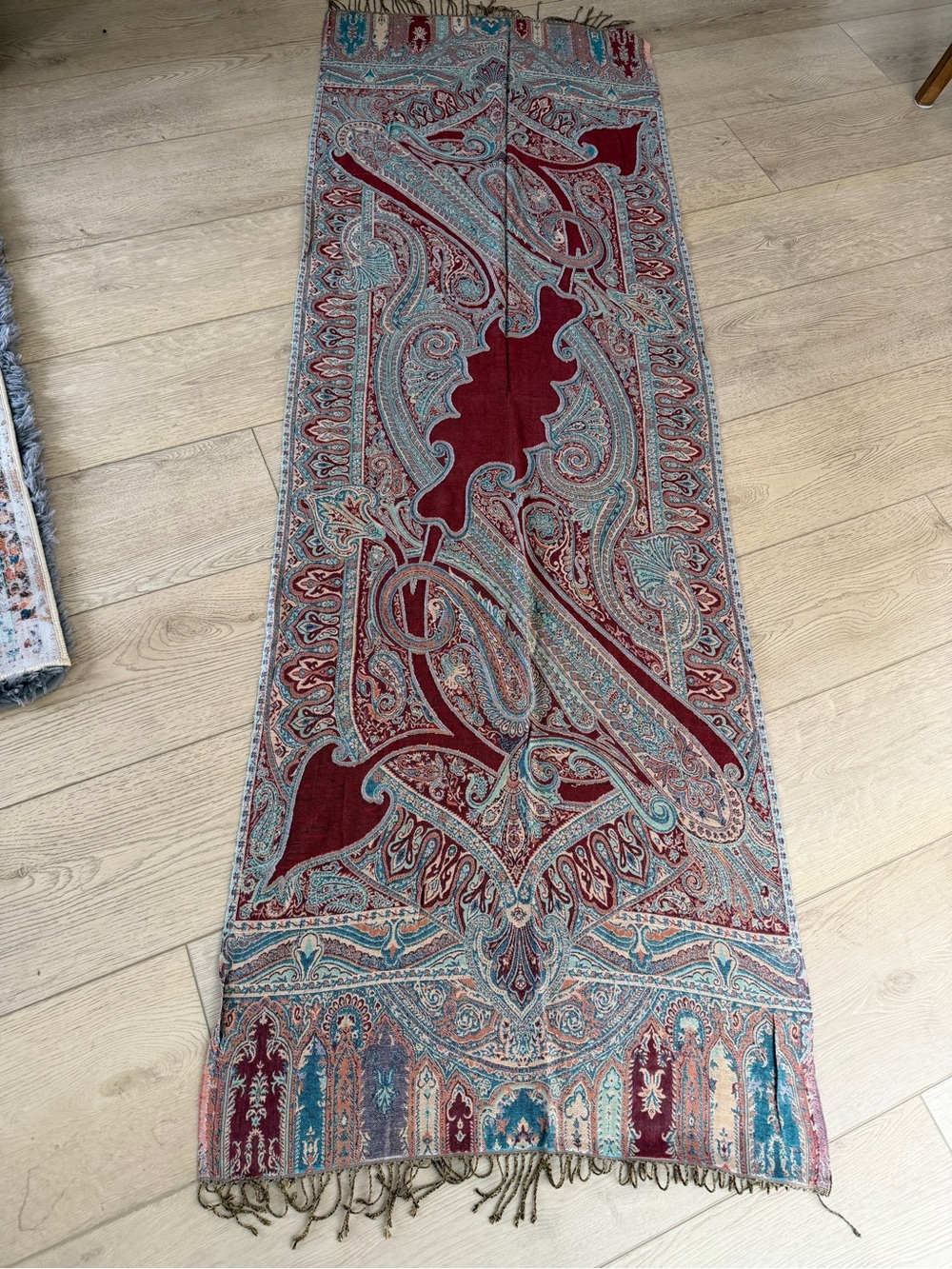 Burgundy Paisley Fringe Scarf Wrap